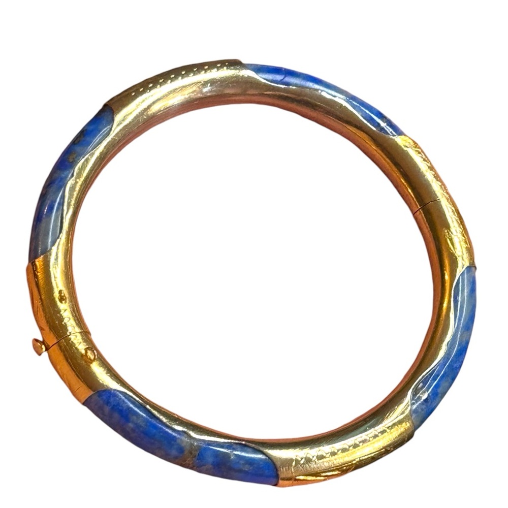 Elegant sodalite stone gold plt latched Bangle Bracelet